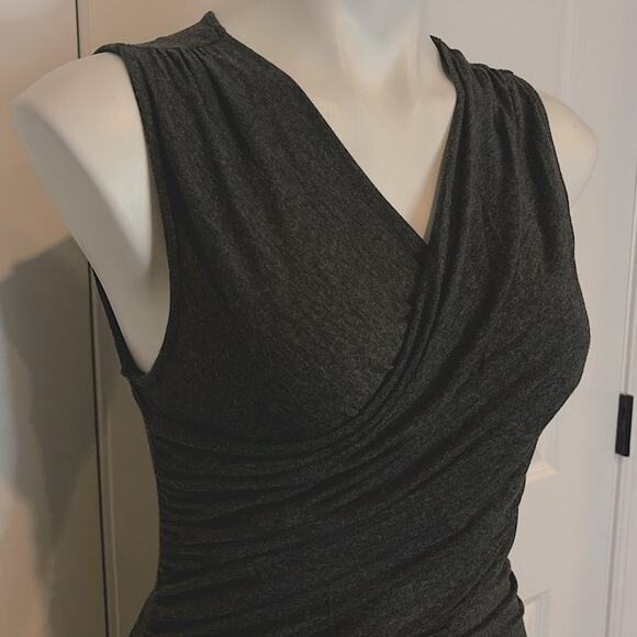 Anthro Moulinette Soeurs Arden Gray Sleeveless Wrap Asymmetric Ruched Dress S - Picture 3 of 8